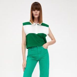 Zara Cropped Sleeveless Polo Sz M